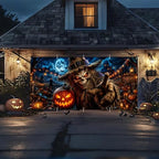 Halloween Garage Door Banner 7x16 FT - Scary Scarecrow Pumpkin Patch Backdrop Cover, Evil Skull Monster Reaching Hand Hanging Decor for Double Car Garage Door Outdoor Yard Haunted House Party - Image 3