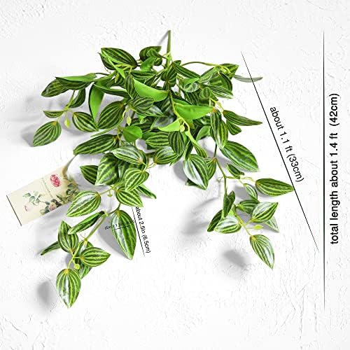 FiveSeasonStuff Watermelon Peperomia Real Touch Hanging Plant, 2 Stems - Image 2