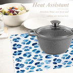 Shrahala Navy Blue Set of 6 12 X 18 Inch Linen Placemats, Watercolor Stains Burlap Table Mat Washable Double Layered Heat Insulation for Indoor/Outdoor - Image 6