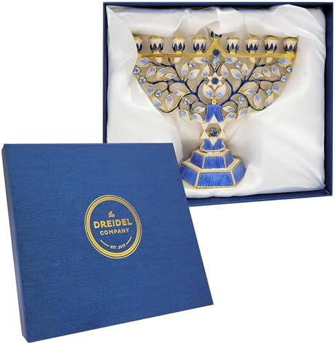 The Dreidel Company Hanukkah Menorah Enamel Hand-Painted Enameled Metal - Image 4