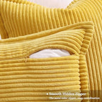 decorUhome Fall Corduroy Mustard Yellow Throw Pillow Covers 26x26 Set of 2 - Image 3