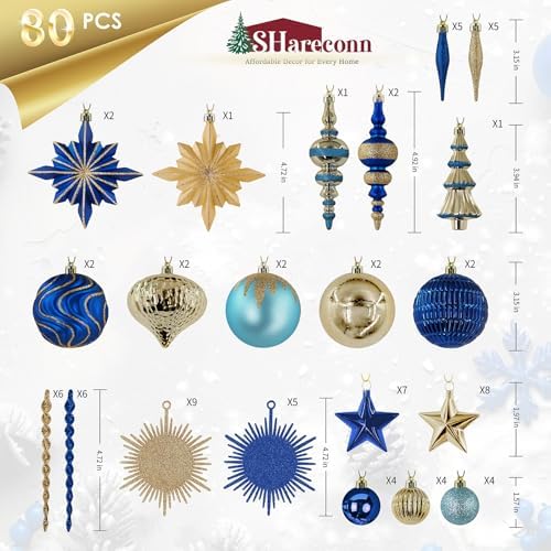 SHareconn 80Pcs Christmas Tree Ornaments Set Christmas Tree Decorations - Image 2