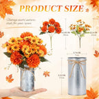 Zeyune 6 Sets Fall Thanksgiving Table Centerpiece Decoration Harvest Artificial Flower Daisy Mums with Metal Pot for Autumn Rustic Farmhouse Home Kitchen Dining Indoor Decoration - Image 3