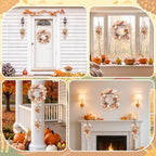Fall Teardrop Swag Wreath, 3 Pack, 22" Artificial Pumpkin - Image 5