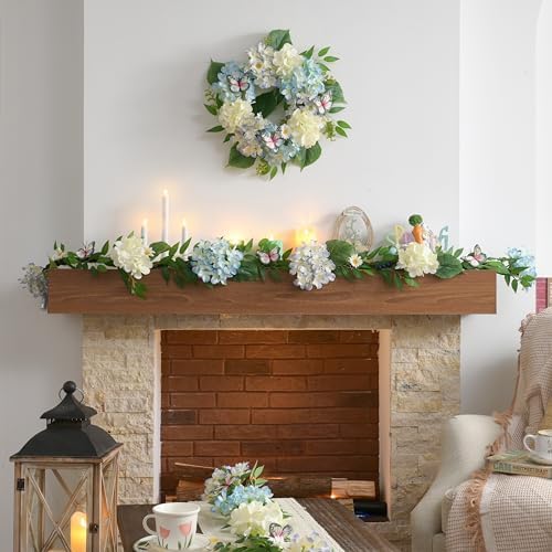 Valery Madelyn 18" Hydrangeas Spring Summer Wreaths for Front Door - Image 6