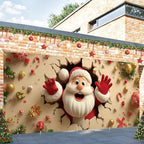 Santa Breaking Out Garage Door Banner 16x7 Ft - Interactive Frame Design for Double Car Garage Outdoor Indoor Holiday Decor - Image 6