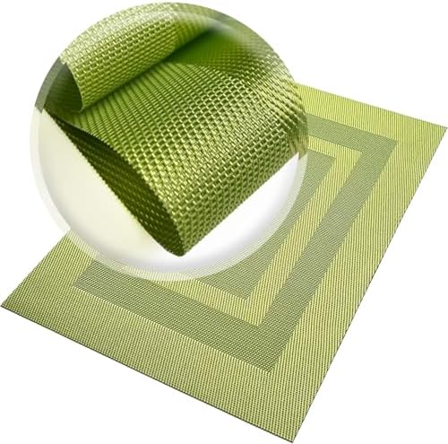 PIGCHCY Placemats Set of 12 Washable Durable Place Mats Vinyl Heat Resistant Non-Slip Table Mats Indoor Outdoor (18 x 12 inches, Lime Green) - Image 4