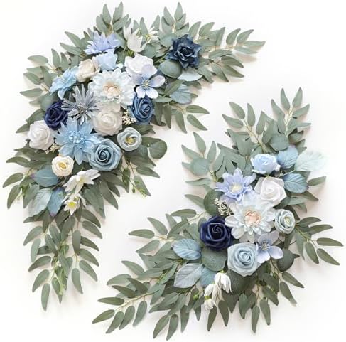 Artificial Wedding Arch Flowers Kit(Pack of 2) for Wedding Arch, Bridal Shower, Ceremony and Reception Backdrop Decoration (Blue Inspiration) by WEIERYUE