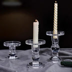 12 Pcs Glass Candle Holders, Clear Crystal Candlestick Holders for Pillar - Image 5