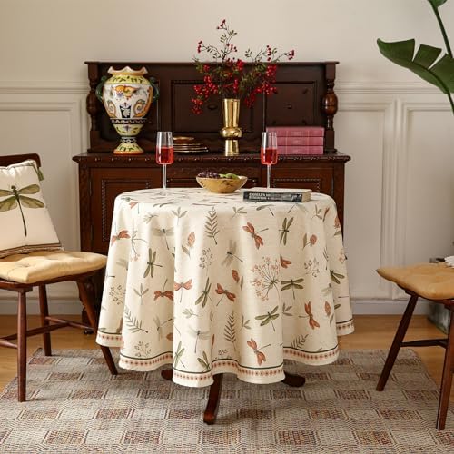 ISAENNE Designer Round Elegant Classic Tablecloth,Diameter 67" - Image 2