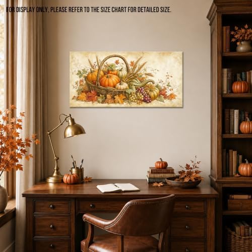 WAXWHELK Fall Canvas Wall Art, Rustic Farmhouse Pumpkin Harvest Basket Painting Pictures for Autumn Thanksgiving Home Decor, Living Room Bedroom Wall Artwork, (12"x24") - Image 4