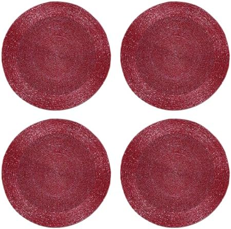 Lightnpro Handmade Beaded Placemats Set of 4 – 13 Inch Round Maroon Charger Mats | Handcrafted Artisan Table Accessories, Elegant Decorative Dining Table Décor for Holidays & Celebrations - Image 7