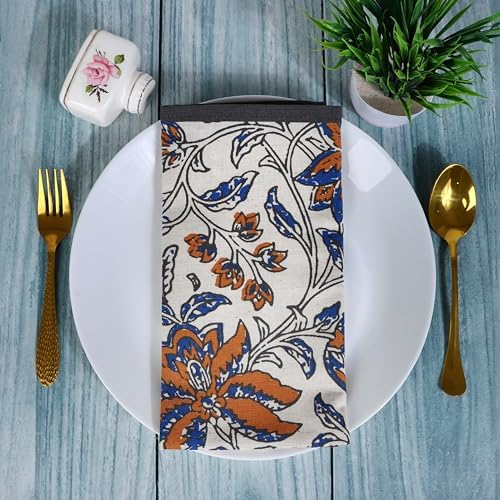 FINGERCRAFT Cloth Napkins Set of 8 Cotton Linen, 20x20 Inch, Summer Block - Image 3