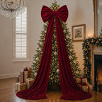 Canlierr Large Christmas Tree Topper Bow Decorations 27 x 78 in Velvet Red - Image 4