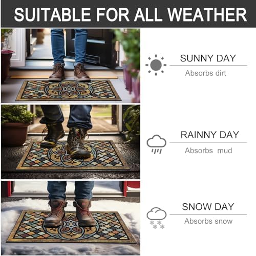 CHICHIC Welcome Door Mat 24 x 36 Inch Front Doormat Outdoors for Home Entrance Outdoors Mat for Outside Entry Way Doormat Entry Rugs, Heavy Duty Non Slip Rubber Back Low Profile, Petal - Image 6