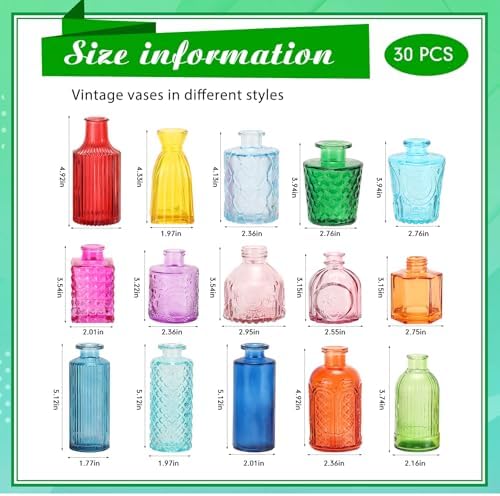 Yaomiao 30 Pcs Glass Bud Vases Centerpieces, Bright Color - Image 2