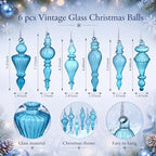 Sotiff 6Pcs Mercury Glass Christmas Ornaments Set Vintage Finial Decoration - Image 3