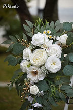 Faux Arch Flower Swag Set of 2 for Wedding Welcome Signs Floral Swag Wedding Reception Ceremony Signs Decor (White) - Image 5