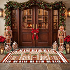Tinideya 2 Pcs Large Gingerbread House Layered Doormat Christmas Front Mat by Tinideya