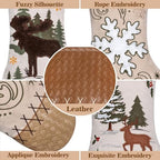 LUBOT 6 Pack Christmas Stockings Set of 6 Large Family Xmas Stocking Embroidered 20" Leather Boho Rustic Country Vintage Woven Fireplace Hanging Holiday Decor - Image 3