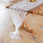 10 Pcs White Lace Table Runner 30 x 120 Inch Vintage Rustic Table Runner for Wedding Bridal Shower Baby Shower Party Decorations Embroidered Boho Lace Table Cloth Runners - Image 4