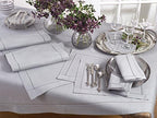 SARO LIFESTYLE Classic Hemstitch Tablecloth - Elegant Everyday Tablecloth with Textured Fabric and Hemstitched Border for Dining Tables and Formal Entertaining, 70"x180", Grey - Image 2
