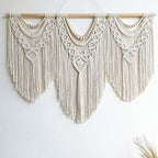 guzhiou large macrame wall hanging - Boho Tapestry Macrame Wall Decor Art- Chic Bohemian Handmade Woven Tapestry Home Decoration for Bedroom Living Room Apartment Wedding Party - 43"x32" (Wood bead) by guzhiou