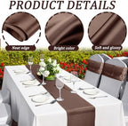 Bencailor 24 Pcs Brown Satin Table Runners Bulk, 12 x 108 Inch - Image 6