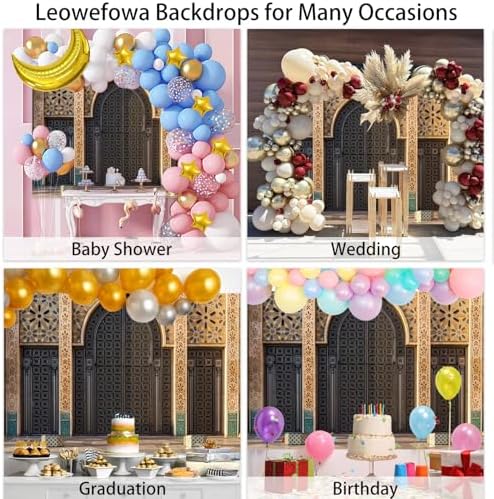 Leowefowa Moroccan Palace Door Photoshoot Backdrop 8x6.5ft Vinyl Middle Eastern Architecture Party Decorations Banner for Birthday Holiday Photography Portrait Photo Booth Props - Image 5