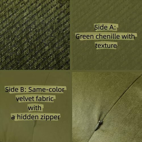 Chenille Velvet Pillow Covers 18x18 Dual Side 2 Pack Green - Image 2