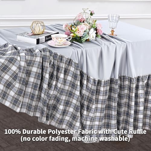 Fanqisi Ruffle Table Cloth Gray Ruffle Tablecloth - 80 x 120 Inch Polyester Tablecloths Rectangle Table Cover for Birthday Wedding Picnic Christmas Party Decoration - Image 5