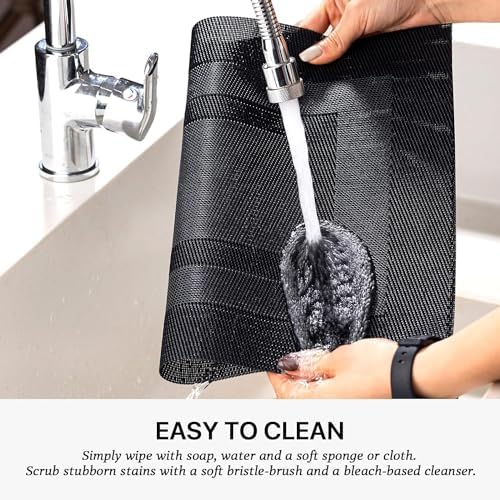 LEXMORE PlaceMats Set of 12 Vinyl/Plastic Woven Place Mats for Kitchen Table Indoor/Outdoor Washable PlaceMat Wipeable Dining Table Mats(Black Cube) - Image 4