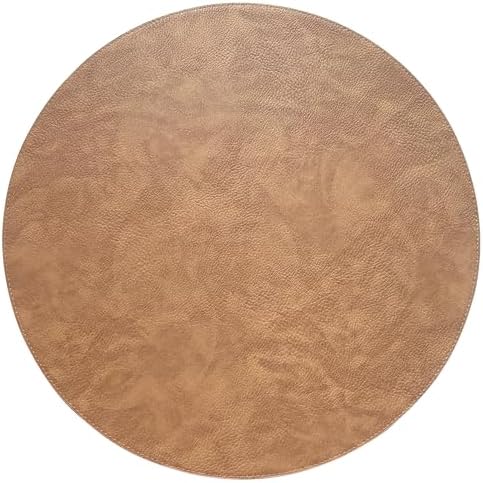 Morgan Faux Leather Round Set of 12 Placemats, 15", Camel, Heat Resistant, Stain Resistant, Non-Slip, Reversible, Durable Table Mats for Kitchen, Dining Table, Indoor Washable Use - Image 4