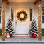 HipTree 24 Inch Lighted Christmas Wreath for Front Door,Red White - Image 4