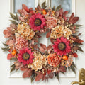 24"Fall Artificial Wreath with Sunflower Peony for Front Door Decor(Orange) by GLIDLION