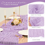 YMHPRIDE 12 Pack Cheesecloth Table Runner 35x120in Lavender Table Runner - Image 4