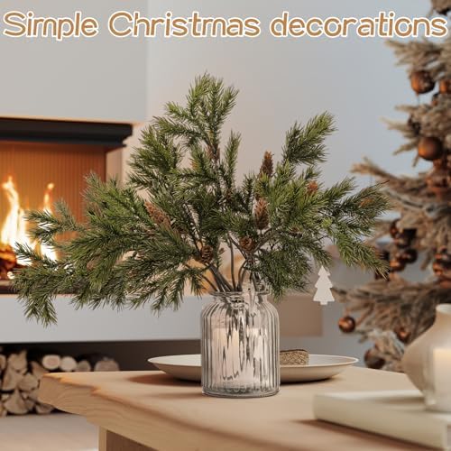 Wavwavw 12 Pcs Greenery Christmas Artificial Cedar Pine Stems, 25.5 Inch - Image 5