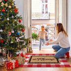 2pcs Christmas Welcome Mat for Front Door Layered Buffalo Plaid Outdoor Rug - Image 6