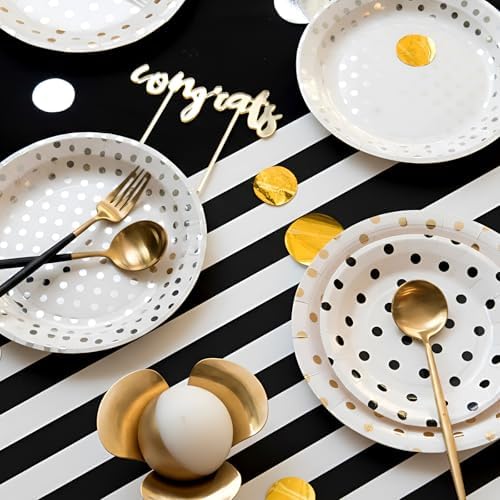 AmazingSpark Striped Table Runner Roll,Black,50' Long X 16" Wide - Image 3