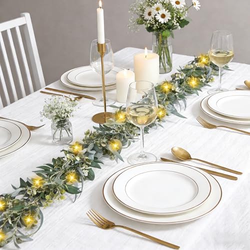 Artgar Olive Garland with Lights - 6 Ft Eucalyptus Garland with Timer - Image 4