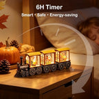 Fall Snow Globe Lantern Fall Decorations for Home, Lighted Fall Decor with Pumpkin Turkey Gnome Train, 6H Timer Thanksgiving Swirling Glitter Snow Globe for Harvest Day, Battery Operated - Image 4