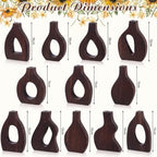 Blulu Set of 12 Small Wooden Vases Bulk for Centerpiece Mini Acacia Wood Vase for Faux Flowers Housewarming Gift Boho Minimalist Home Decor for Kitchen Table Living Room (Brown) - Image 4