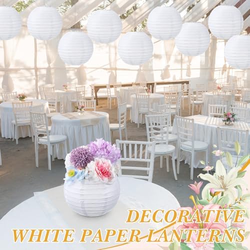 Treela 48pack White Chinese Paper Lanterns for Wedding Party Decor, 8" - Image 5