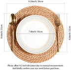 Round Woven Placemats 12 inch Set of 10 - Boho Rattan Placemats Natural Water Hyacinth Placemat, Farmhouse Weave Place Mats, Rustic Braided Wicker Table Mats for Dining Table,Home,Wedding (Pack of 2) - Image 2