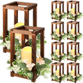 Hushee 30 Pcs Wooden Wedding Lantern Centerpiece Candles Wreaths Set,Brown by Hushee