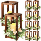 Hushee 30 Pcs Wooden Wedding Lantern Centerpiece Candles Wreaths Set,Brown by Hushee