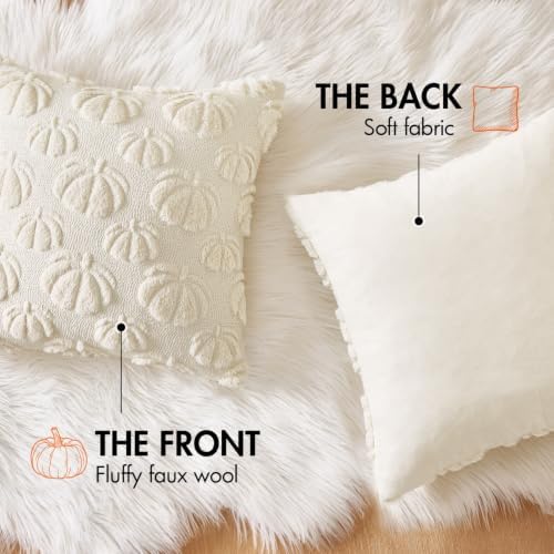 MIULEE Fall Pumpkin Throw Pillow Covers Cream White 20x20 Set of 2 - Image 6