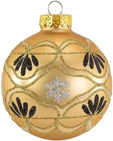 Kurt S. Adler 80MM Glass Gold and White Deco Ornament Set, 6 Piece Set - Image 2