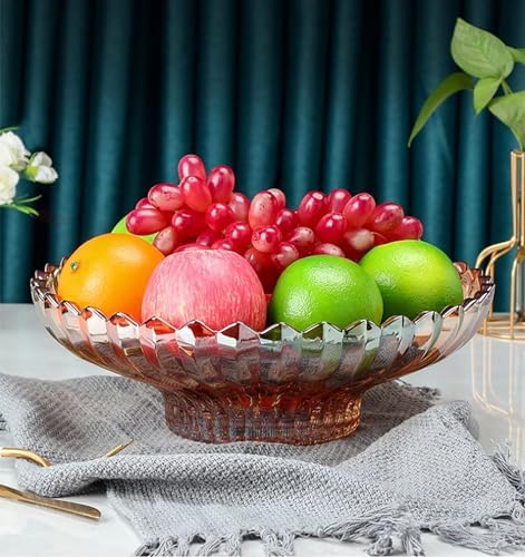 Extra Large Glass Fruit Bowl or Decorative Bowl, Center Bowl，Used for Kitchen Counter or Living Room Central Table Decoration (Amber) - Image 4