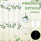 Lyrow 60 Pack White Artificial Flower Hanging Ornaments White Rose Floating Garland Floral Minimalist Boho Wedding Proposal Anniversary French Cream Farmhouse Ceiling Garland Table Decor DIY Craft - Image 3